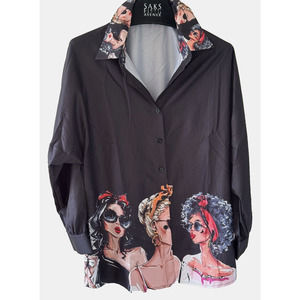 Cirka Oversized Ladies Black Blouse Glamcore Sexy Size S Holiday Gifts New Years